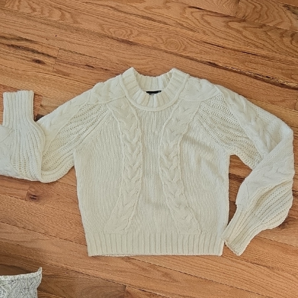 Express Cream Cable Knit Sweater